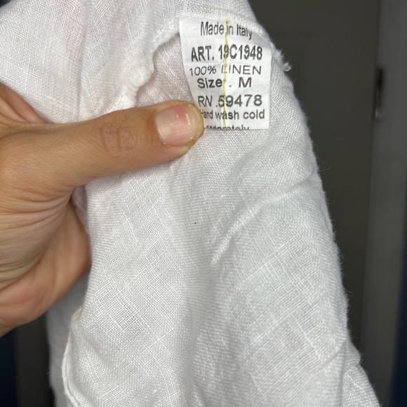 Valentina Naldi Shirt M Tank Top White Linen Peasant Eyelet Italian Cottagecore - Picture 3 of 5